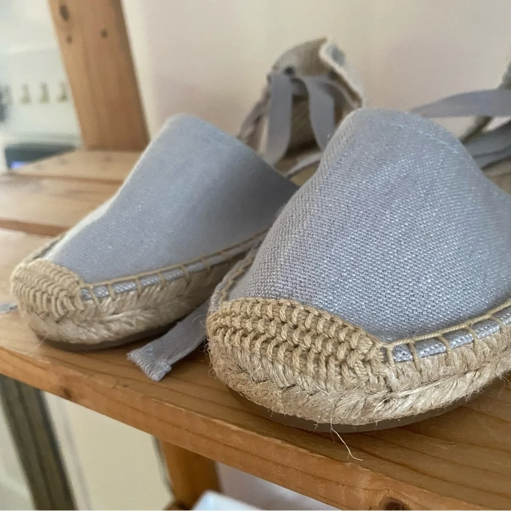 Soludos Gray Lauren Lace Up Espadrille Shoes 9.5